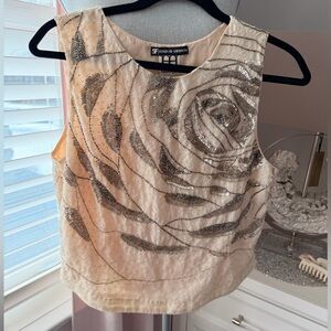 Haute Hippie Silver and Cream Rose Blouse